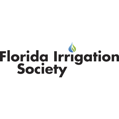 The image shows the "Florida Irrigation Society" logo with a stylized water droplet and leaf above the text, symbolizing irrigation and sustainability.