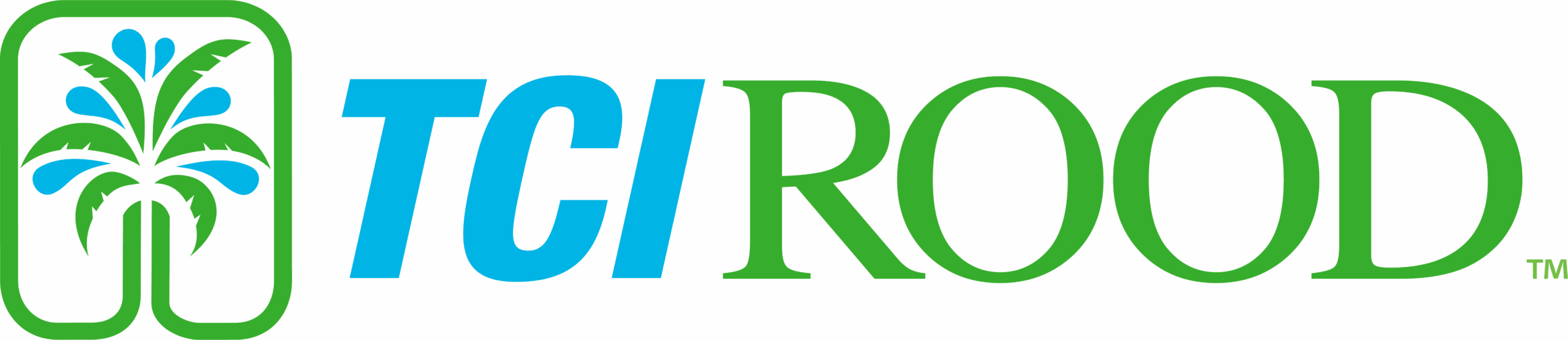 The image features a green logo with a stylized palm tree and the text "TCI ROOD" in green and blue.